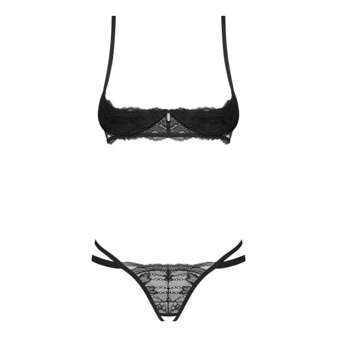 Set sexy in pizzo con reggiseno shelf e perizoma cavallo aperto Obsessive Nutris 