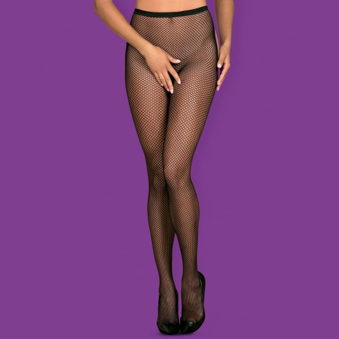 Sexy collant perizoma Obsessive Tights S233 a rete nero