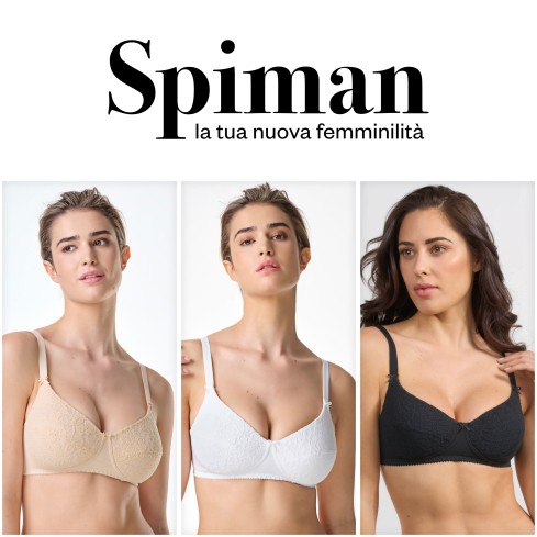 Reggiseno Spiman 331 senza ferretto cotone elasticizzato e pizzo