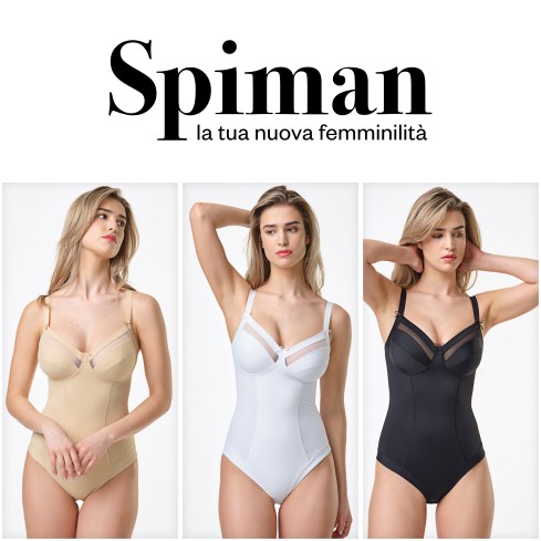 Body contenitivo senza ferretto Spiman 356 in cotone elasticizzato