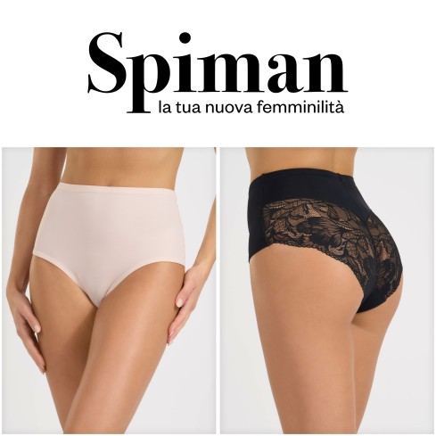 Guaina vita alta donna Spiman Leila contenitiva microfibra e pizzo