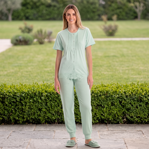 Pigiama donna lungo maniche corte 100% cotone Irge IRL2549