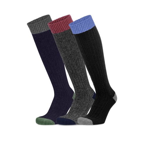 Calza uomo lunga in misto cashmere e lana Prisco Cachelife UL - 3 paia