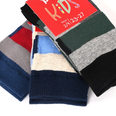 Calze Bimbo corte righe in caldo cotone 6 paia Prisco ass. E