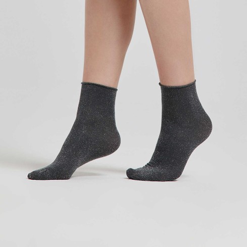 Calzino laminato argento taglio laser Pompea quarzo 2 paia