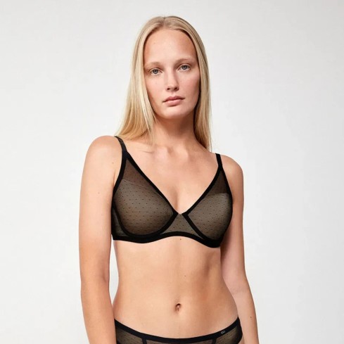 Reggiseno bralette tulle a pois con ferretto Gisela 10051
