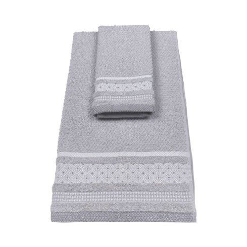 Vingi set asciugamani viso + ospite cotone Rubino grigio