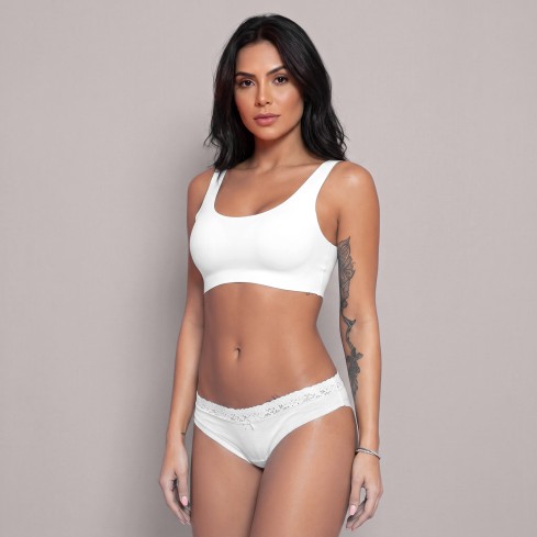 Slip brasiliana Lovelygirl 8308 in cotone elasticizzato e pizzo
