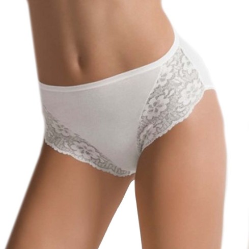 Slip midi donna Cotonella 4940 cotone e pizzo 2 pz