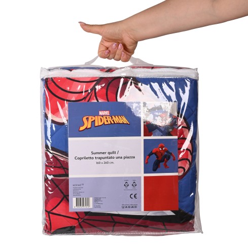 Copriletto trapuntato singolo leggero cameretta Marvel Spiderman