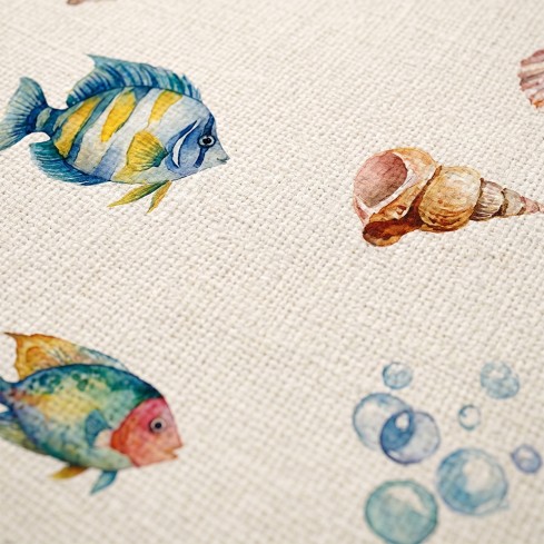 Tovaglia antimacchia stampa conchiglie e pesci Zambaiti spotty swim