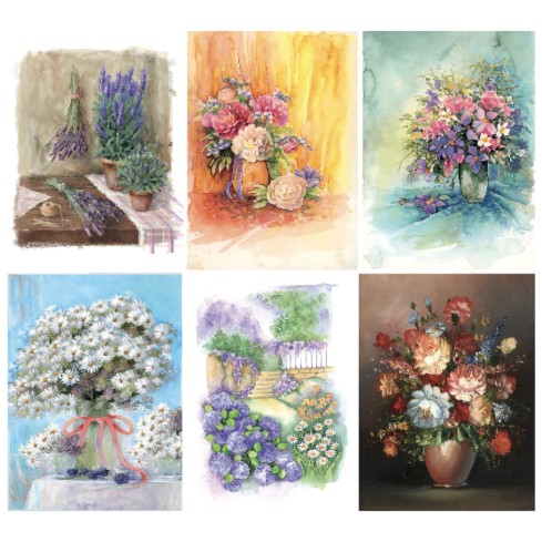 Strofinacci fantasia fiori cotone Vingi Tiffany 6 pz