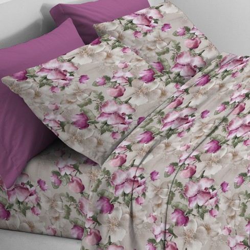 Completo letto fantasia floreale cotone Zambaiti switch elen