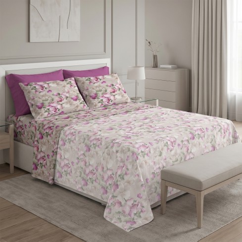 Completo letto fantasia floreale cotone Zambaiti switch elen