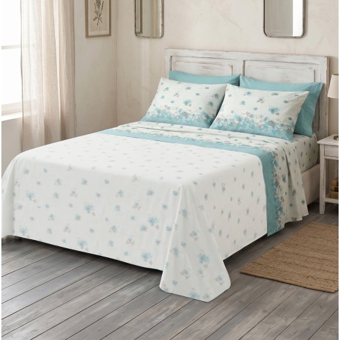 Completo letto floreale cotone Zambaiti switch flowers