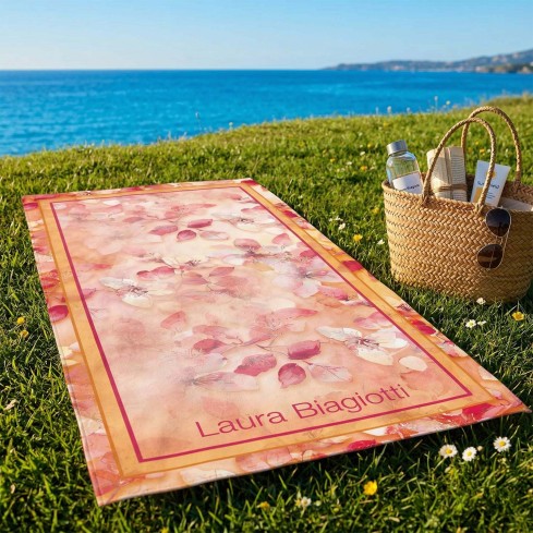 Telo mare con fiori di pesco stilizzati  Laura Biagiotti travel floria C