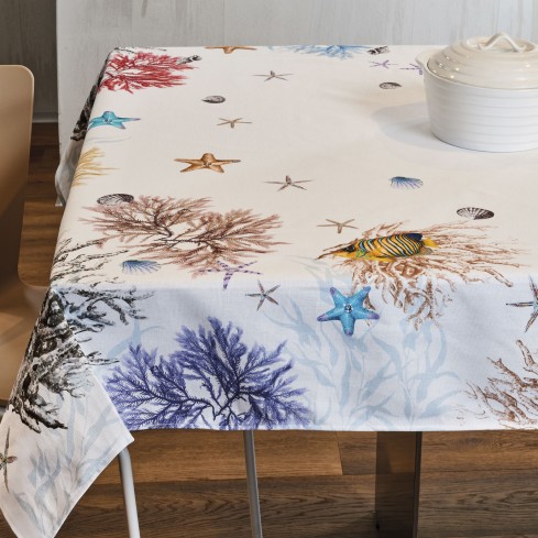 Tovaglia Vingi Tiffany cod.12 in cotone con stelle marine