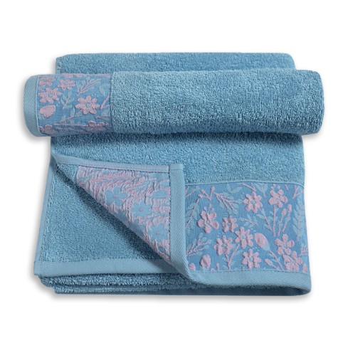 Vingi set asciugamani viso + ospite cotone Tiziana azzurro