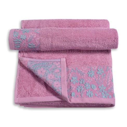 Vingi set asciugamani viso + ospite cotone Tiziana rosa