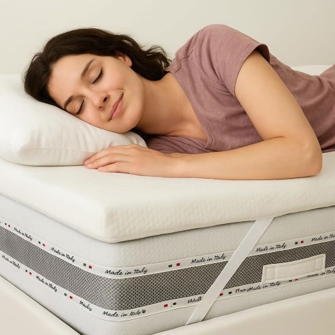 Topper Biancaluna Memory 6cm 2 piazze made in Italy