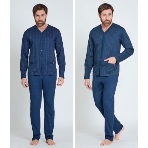 Pigiama uomo maglia aperta Nazareno Gabrielli U7013