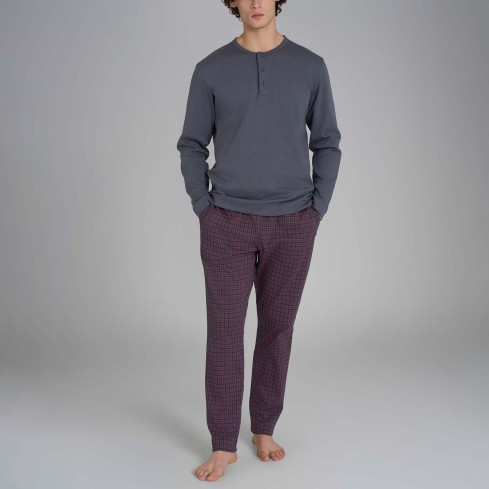 Pigiama uomo a quadri caldo cotone Ragno U960N1