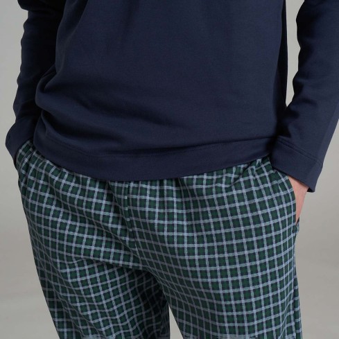 Pigiama uomo a quadri caldo cotone Ragno U960N1