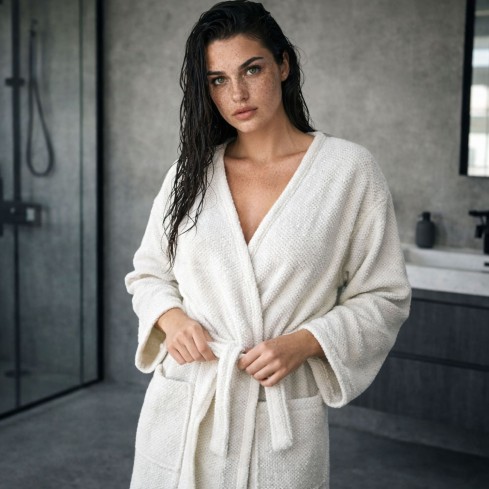 Accappatoio donna in spugna di cotone 100% Vingi Vanity