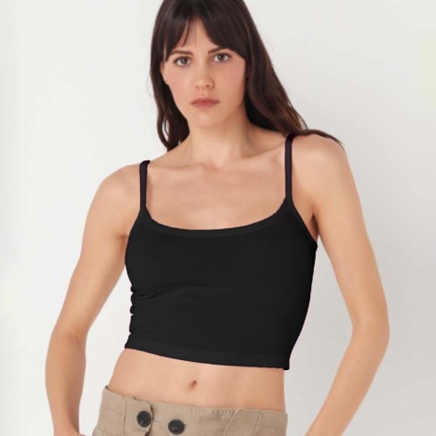 Top corto spalla stretta Cotonella ADB82 in cotone elasticizzato