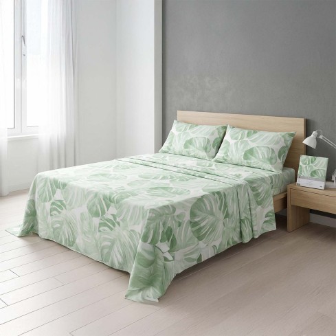 Completo Letto 100% cotone Made in Italy Zambaiti fronde