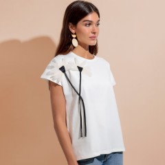 Maglia Donna con fiore 3D in cotone Admas 43643