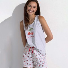 Pigiama donna con pois e ciliegie cotone Admas 64086