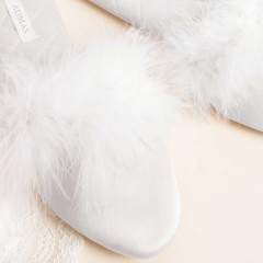Pantofole donna sposa raso e piume Admas 69124