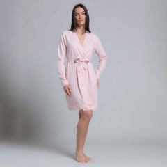 Vestaglia donna in cotone e pizzo Biancaluna 26D21769/21669