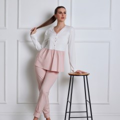 Pigiama Donna con Maglia Aperta in 100% Cotone Lunatica 51186