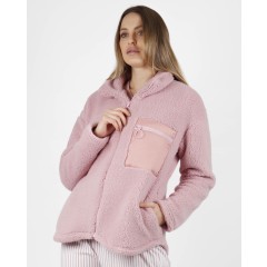 Giacca da camera corta in coral sherpa con zip Admas 57541