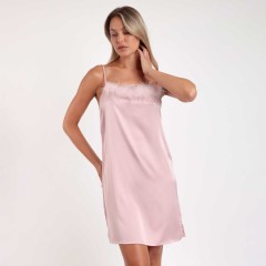 Camicia da notte in raso dettagli piume Admas 61322