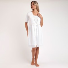 Vestaglietta donna in cotone con pizzo e ricamo Admas 67233