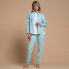 Pigiama donna cotone leggero e pizzo sangallo Biancaluna 26D91068 3 pezzi