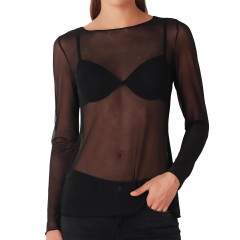 Maglia girocollo in tulle trasparente Cotonella ADC40