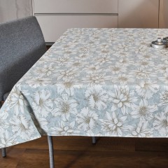Tovaglia Vingi Armonia cod.A12 Var. A celeste gigli cotone