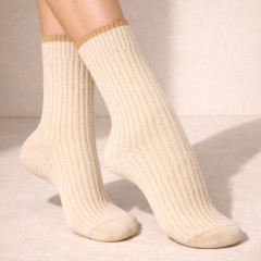 Calze donna corte a coste in lana Prisco Botton dc - 3 paia