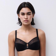 Reggiseno con ferretto tulle ricamo pied de poule Chantelle C13WMU