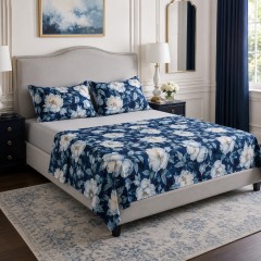 Completo letto fantasia floreale percalle di cotone Enrico Coveri lunan