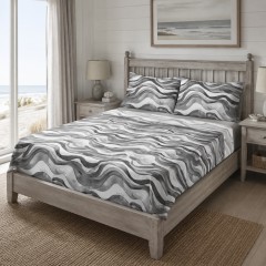 Completo letto fantasia onde percalle di cotone Enrico Coveri yari 1022