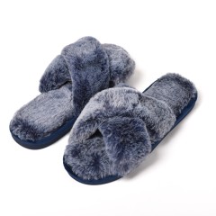 Pantofole donna con fascia di pelliccia soffice Preziosa 0049 bluette