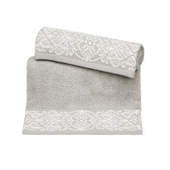 Vingi set asciugamani viso + ospite Damasco grigio