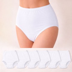 Slip da donna tradizionali cotone Fisafil bordo pizzo 6pz