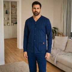 Pigiama uomo maglia aperta Nazareno Gabrielli U7013