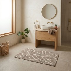 Tappeto da arredo ricami foglie 100% Cotone Leafy Zambaiti